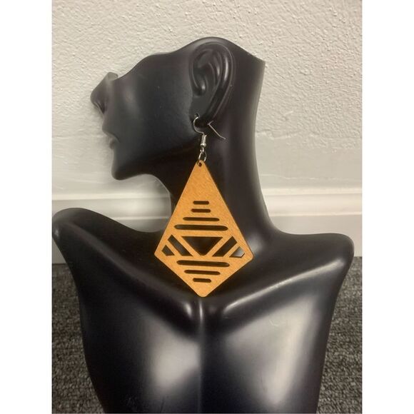 Wooden Statement Earrings - Picture 1 of 3